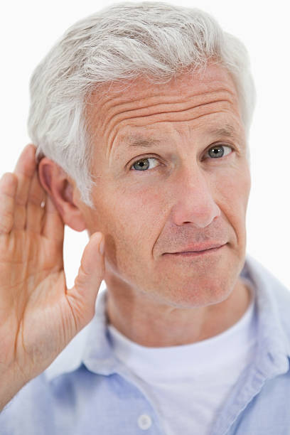 A man with hearing problem and take treatment at Santosh Homeo Hall and Clinic