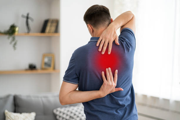 A man suffer from upper back pain and take homeopathic treatment at Santosh homeo hall and clinic